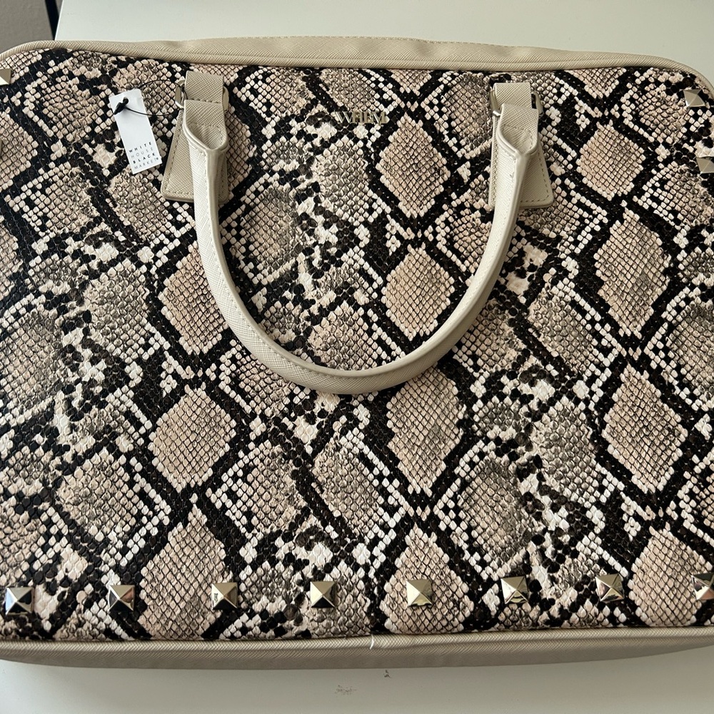 White House Black Market Snakeskin Pattern Tote with Stud Accents